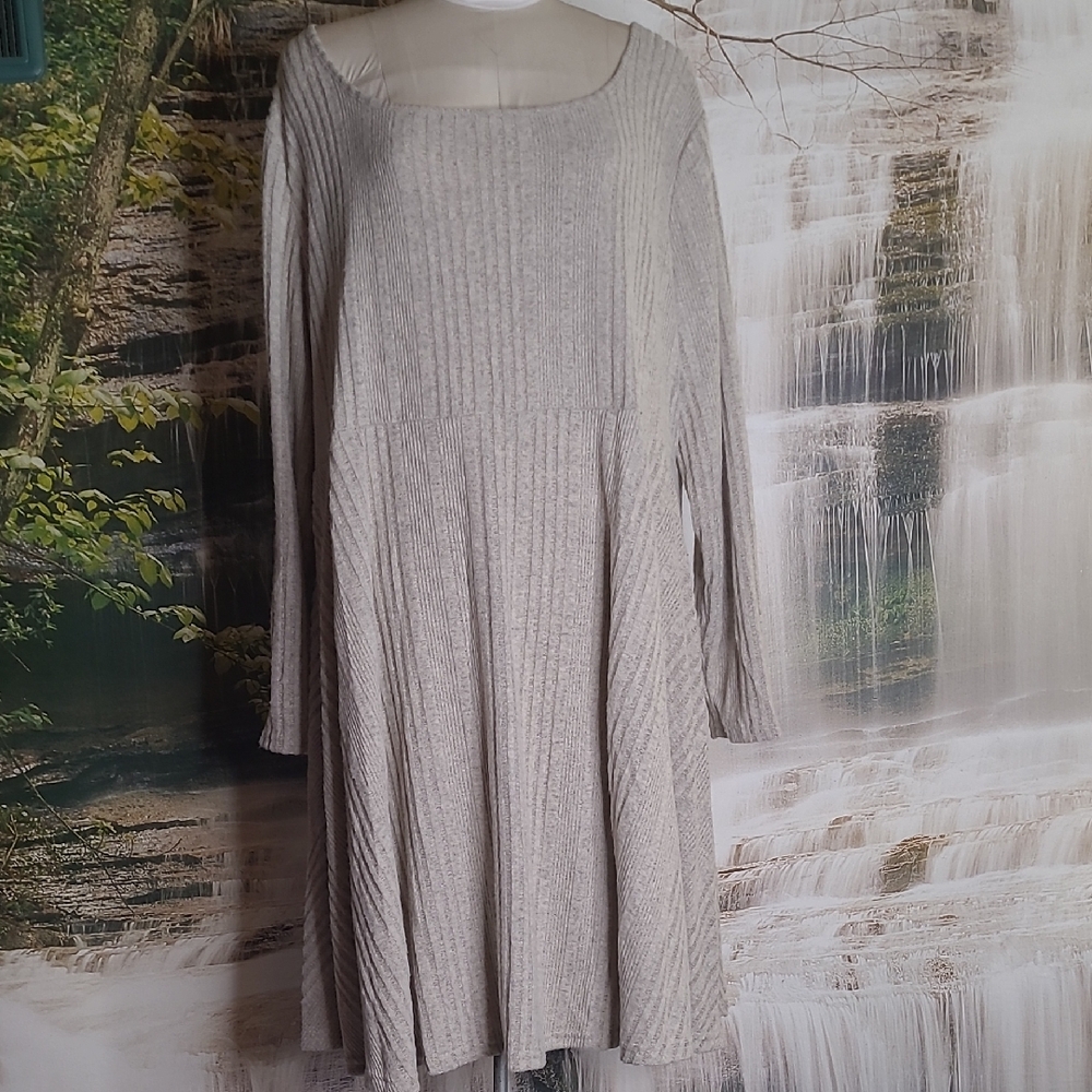 New with tags! Womens 5X Gray Cable Knit Long Sleeve Ribbed Sweater Dress